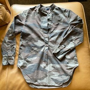 Camo half button detail shirt